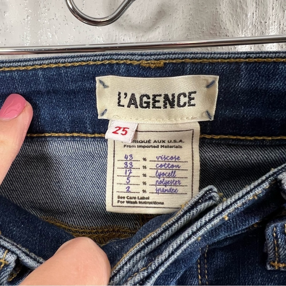 L’agence Margot Racer Stripe High Rise Ankle Skinny Neptune 25 - Picture 6 of 8